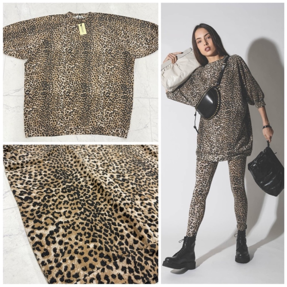NWT  Ragdoll Super Oversized Leopard Print Sweatshirt  Size: M